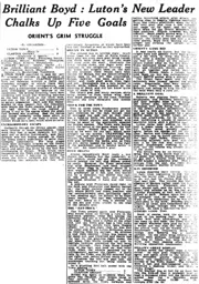 Match Report: Luton Town FC vs Clapton Orient (28th Dec 1935)