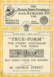 Programme: Luton Town FC vs West Ham United (15th Jan 1936)