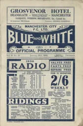 Programme: Manchester City vs Luton Town FC (25th Jan 1936)