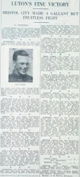 Match Report: Bristol City vs Luton Town FC (7th Mar 1936)