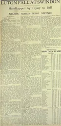 Match Report: Swindon Town vs Luton Town FC (21st Mar 1936)