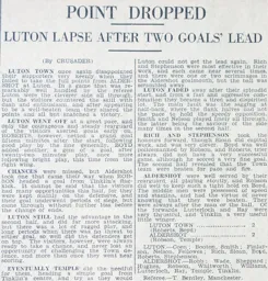 Match Report: Luton Town FC vs Aldershot (28th Mar 1936)