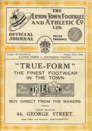 Programme: Luton Town FC vs Southend United (29th Aug 1936)