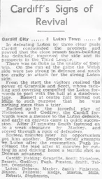 Match Report: Cardiff City vs Luton Town FC (5th Sep 1936)