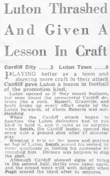Match Report: Cardiff City vs Luton Town FC (5th Sep 1936)