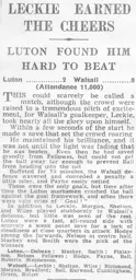 Match Report: Luton Town FC vs Walsall (7th Sep 1936)