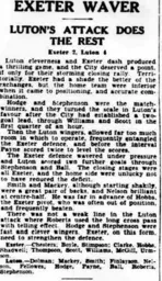 Match Report: Exeter City vs Luton Town FC (19th Sep 1936)