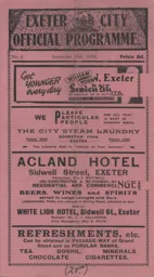 Programme: Exeter City vs Luton Town FC (19th Sep 1936)