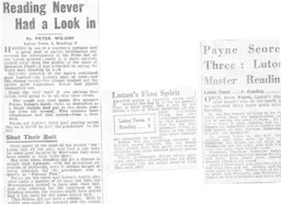 Match Report: Luton Town FC vs Reading (26th Sep 1936)