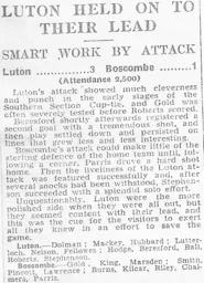 Match Report: Luton Town FC vs Bournemouth (30th Sep 1936)