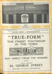 Programme: Luton Town FC vs Bournemouth (30th Sep 1936)
