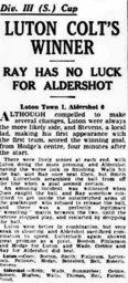 Match Report: Luton Town FC vs Aldershot (28th Oct 1936)