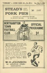 Programme: Northampton Town vs Luton Town FC (7th Nov 1936)