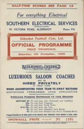 Programme: Aldershot vs Luton Town FC (5th Dec 1936)