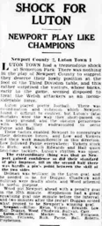 Match Report: Newport County vs Luton Town FC (19th Dec 1936)