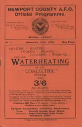 Programme: Newport County vs Luton Town FC (19th Dec 1936)