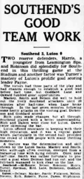 Match Report: Southend United vs Luton Town FC (26th Dec 1936)