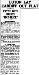 Match Report: Luton Town FC vs Cardiff City (2nd Jan 1937)