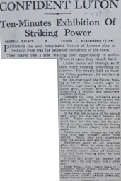 Match Report: Crystal Palace vs Luton Town FC (9th Jan 1937)