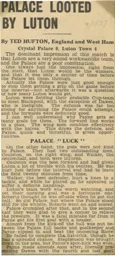 Match Report: Crystal Palace vs Luton Town FC (9th Jan 1937)