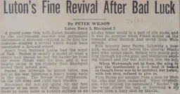 Match Report: Luton Town FC vs Blackpool (16th Jan 1937)