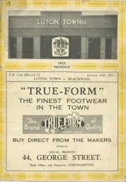 Programme: Luton Town FC vs Blackpool (16th Jan 1937)