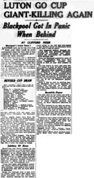 Match Report: Blackpool vs Luton Town FC (20th Jan 1937)