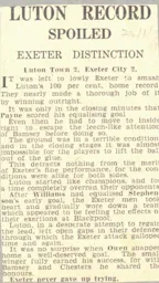 Match Report: Luton Town FC vs Exeter City (23rd Jan 1937)