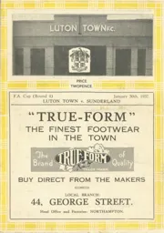 Programme: Luton Town FC vs Sunderland (30th Jan 1937)