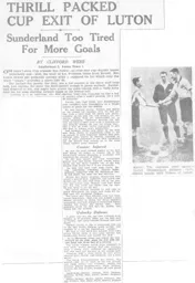 Match Report: Sunderland vs Luton Town FC (3rd Feb 1937)
