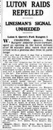 Match Report: Luton Town FC vs Queens Park Rangers (6th Feb 1937)