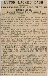Match Report: Luton Town FC vs Queens Park Rangers (6th Feb 1937)