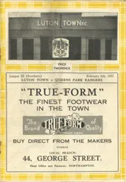 Programme: Luton Town FC vs Queens Park Rangers (6th Feb 1937)
