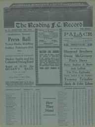 Programme: Reading vs Luton Town FC (10th Feb 1937)