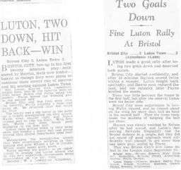 Match Report: Bristol City vs Luton Town FC (13th Feb 1937)