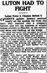 Match Report: Luton Town FC vs Clapton Orient (29th Mar 1937)