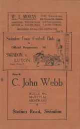 Programme: Swindon Town vs Luton Town FC (3rd Apr 1937)