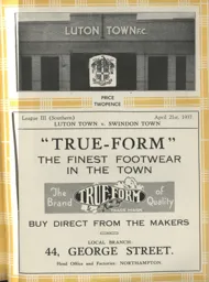Programme: Luton Town FC vs Swindon Town (21st Apr 1937)