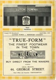 Programme: Luton Town FC vs Newport County (24th Apr 1937)