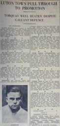 Match Report: Luton Town FC vs Torquay United (1st May 1937)