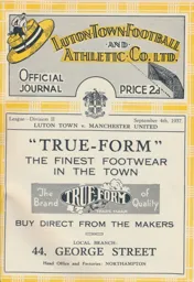 Programme: Luton Town FC vs Manchester United (4th Sep 1937)