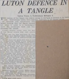 Match Report: Luton Town FC vs Tottenham Hotspur (18th Sep 1937)