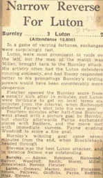 Match Report: Burnley vs Luton Town FC (25th Sep 1937)