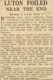 Match Report: Burnley vs Luton Town FC (25th Sep 1937)