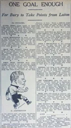 Match Report: Luton Town FC vs Bury (2nd Oct 1937)