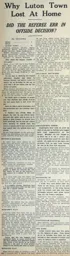 Match Report: Luton Town FC vs Bury (2nd Oct 1937)