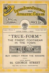 Programme: Luton Town FC vs Bury (2nd Oct 1937)