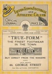 Programme: Luton Town FC vs West Ham United (23rd Oct 1937)