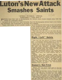 Match Report: Southampton vs Luton Town FC (30th Oct 1937)