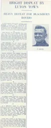Match Report: Luton Town FC vs Blackburn Rovers (6th Nov 1937)